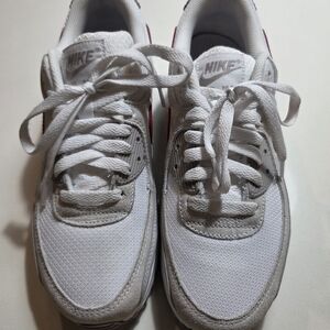 Nike Air Max White, Red And Gray Sneakers - Women's 8.5 / Youth 7